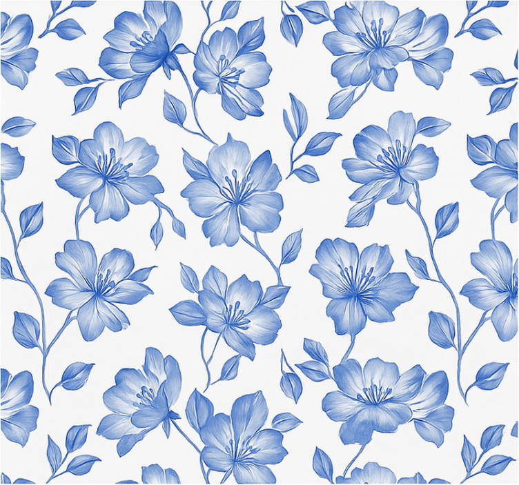 Store enrouleur chambre couple fleuri bleu et blanc - TenStickers