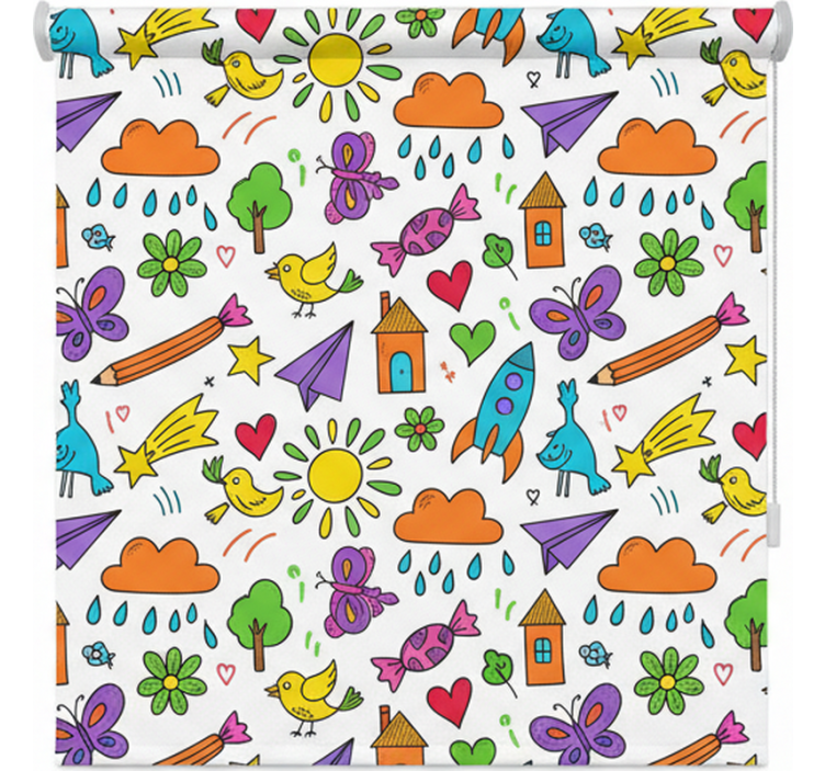 Store enrouleur scandinave motif doodle ludique - TenStickers