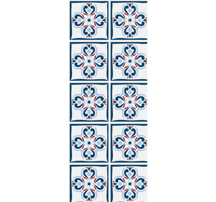 Store enrouleur cuisine carreaux portugais bleu et rouge - TenStickers