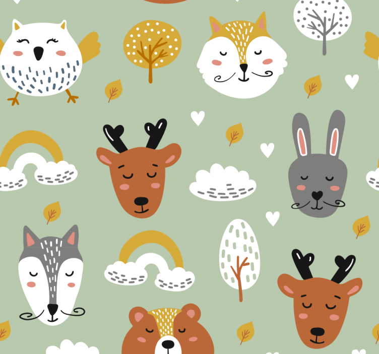 Store enrouleur chambre enfant animaux de la forêt scandinave - TenStickers