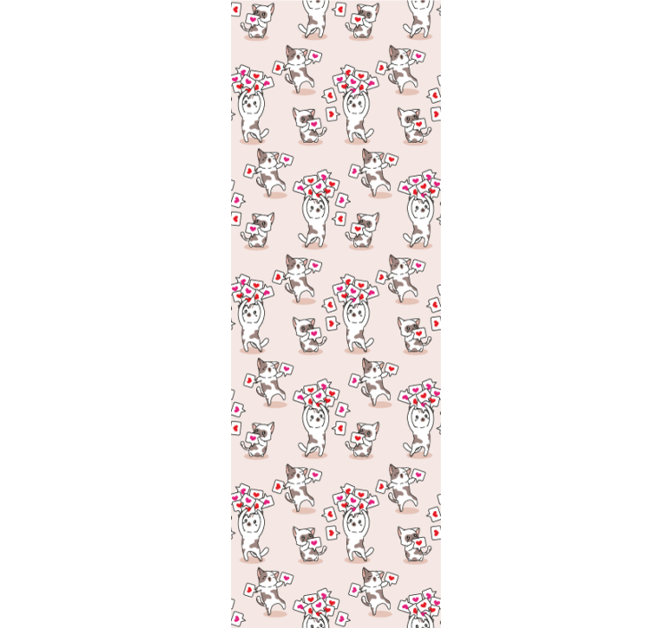 Store enrouleur chambre enfant motif chats et cœurs - TenStickers