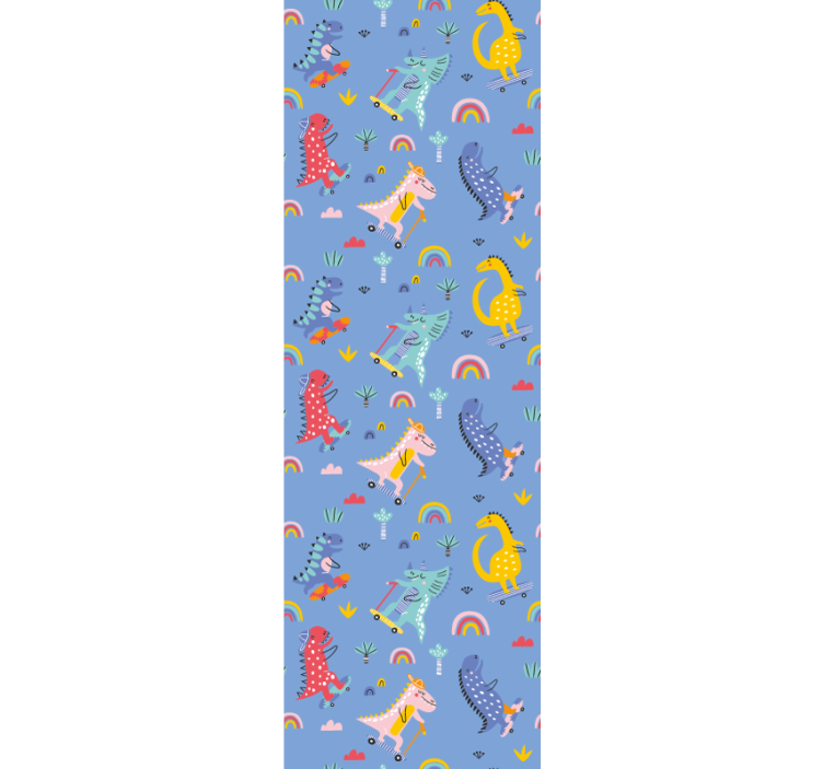 Store enrouleur chambre enfant dinosaures patineurs mignons - TenStickers