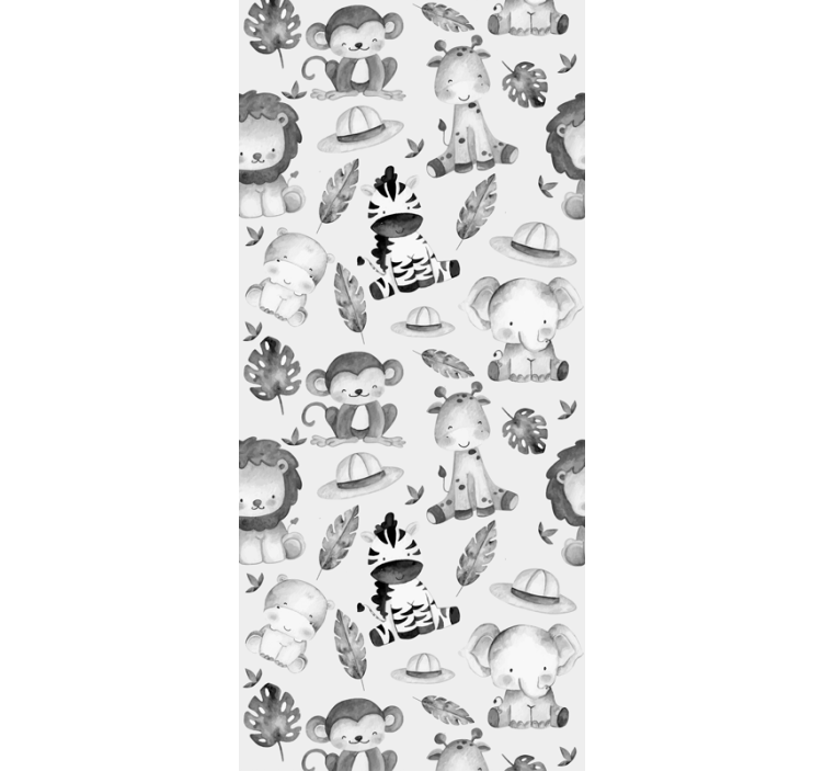Store enrouleur chambre enfant animaux de zoo gris - TenStickers