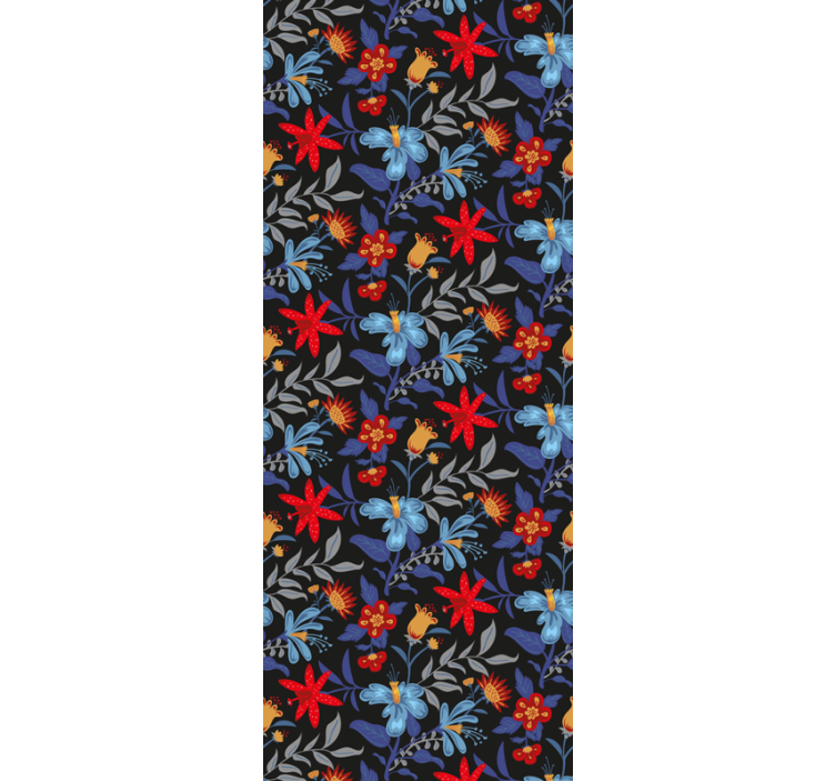 Store enrouleur bureaux imprimé floral noir - TenStickers