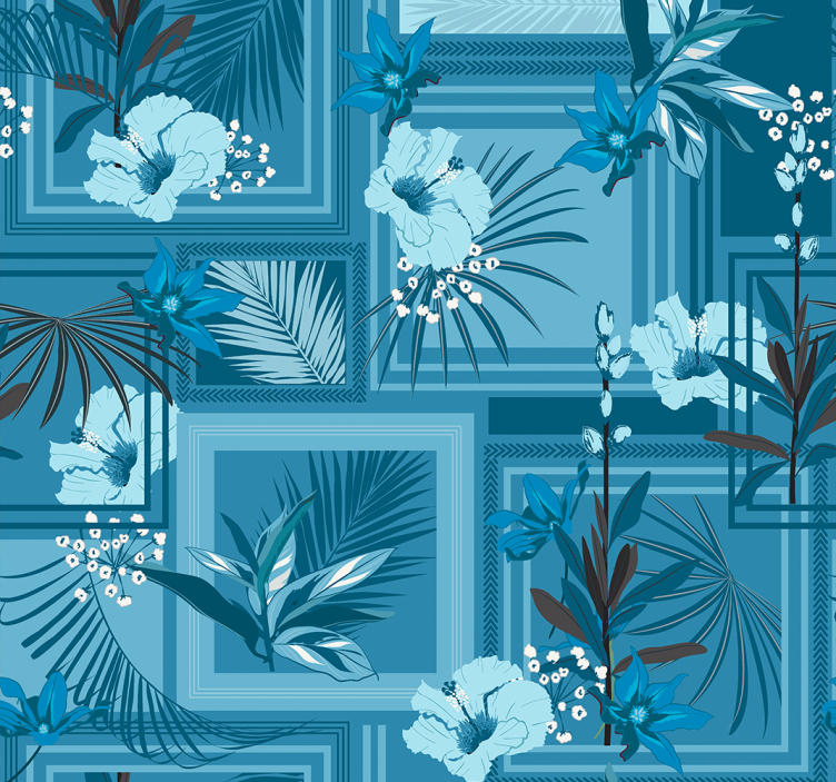 Store enrouleur salle de bain motif floral bleu - TenStickers