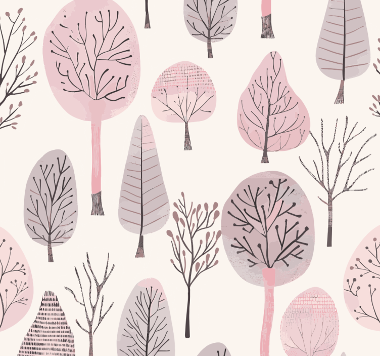 Store enrouleur rose arbres nordiques - TenStickers