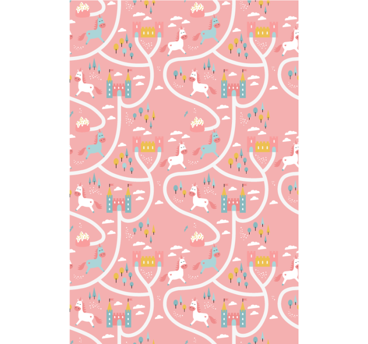 Store enrouleur rose châteaux et licornes - TenStickers