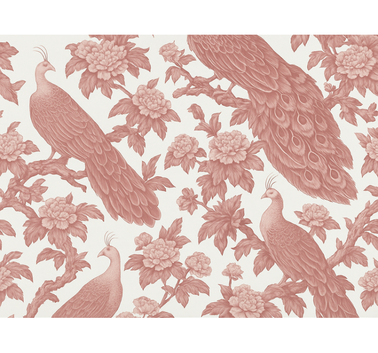 Store enrouleur rose motif paons roses textile - TenStickers