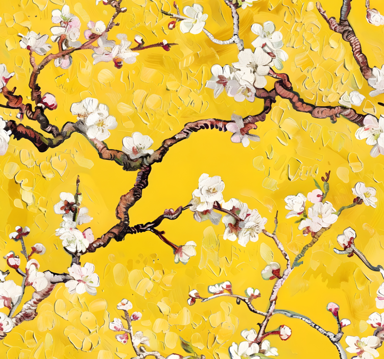 Store enrouleur jaune motif floral printanier - TenStickers