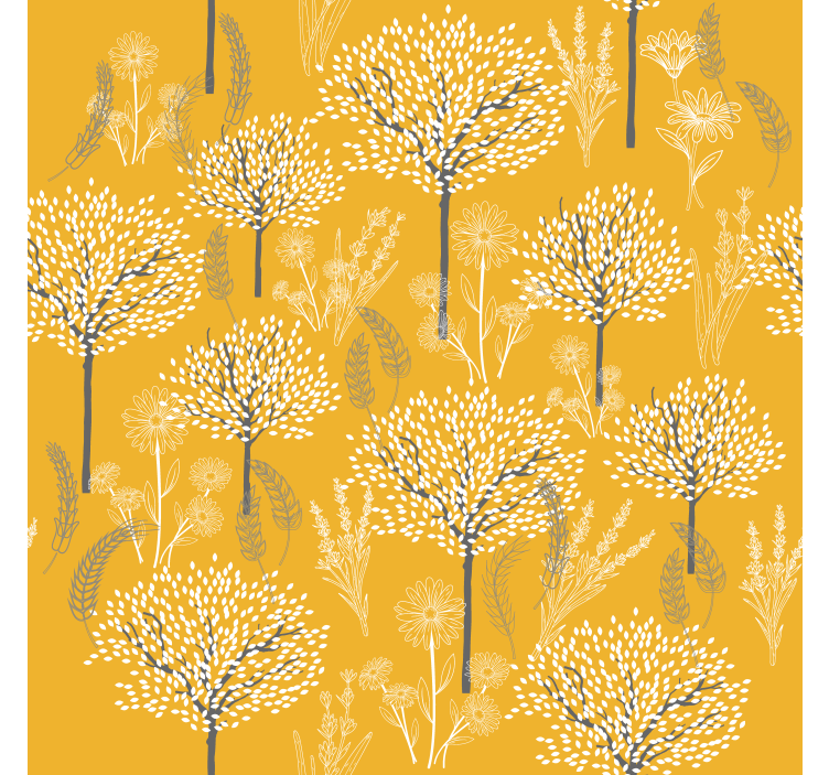 Store enrouleur jaune motif arbres - TenStickers