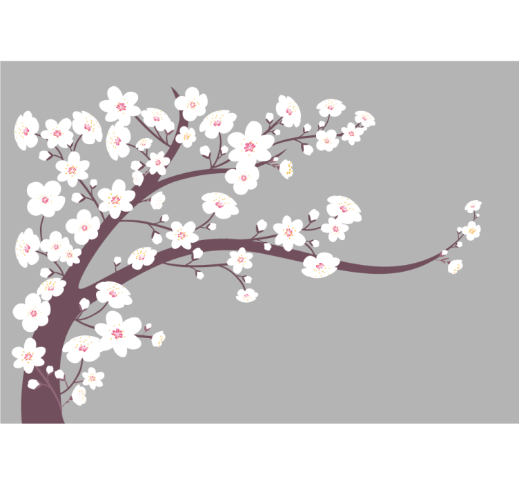 Store enrouleur cuisine fleurs blanches fond gris - TenStickers