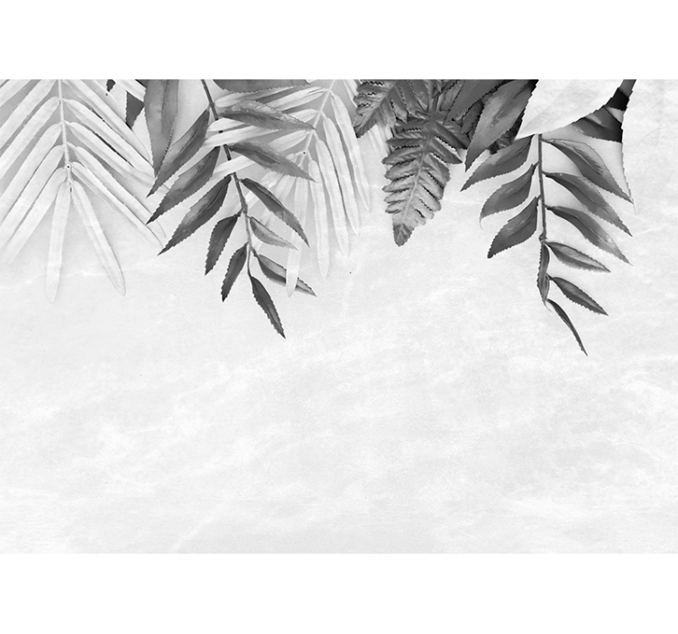 Store enrouleur blanc plumes grises suspendues - TenStickers