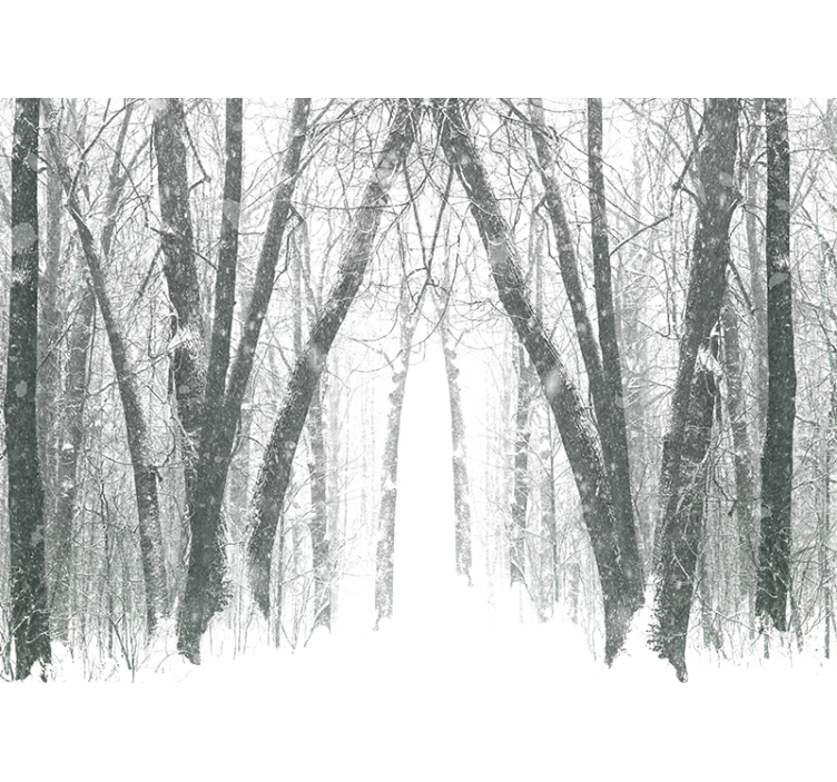 Store enrouleur blanc arbres d'hiver dans la forêt - TenStickers