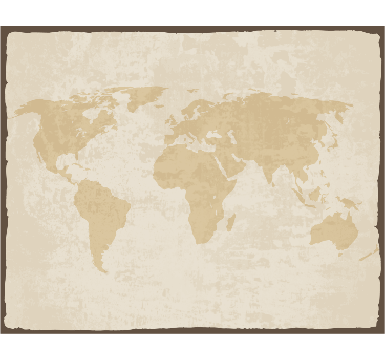 Store enrouleur salon carte du monde vintage blanc beige - TenStickers