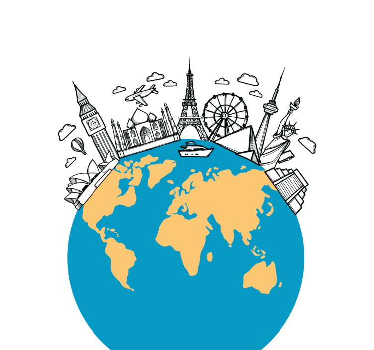 Store enrouleur salon icônes de monuments du monde - TenStickers
