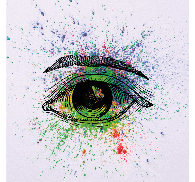 Store enrouleur salon yeux colorés abstraits - TenStickers