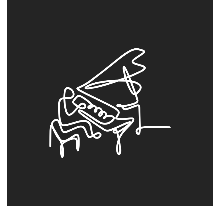 Store enrouleur salon design mignon pianiste lineart - TenStickers