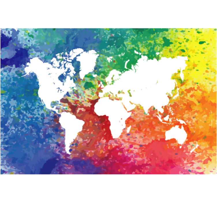 Store enrouleur salon carte du monde colorée artistique - TenStickers