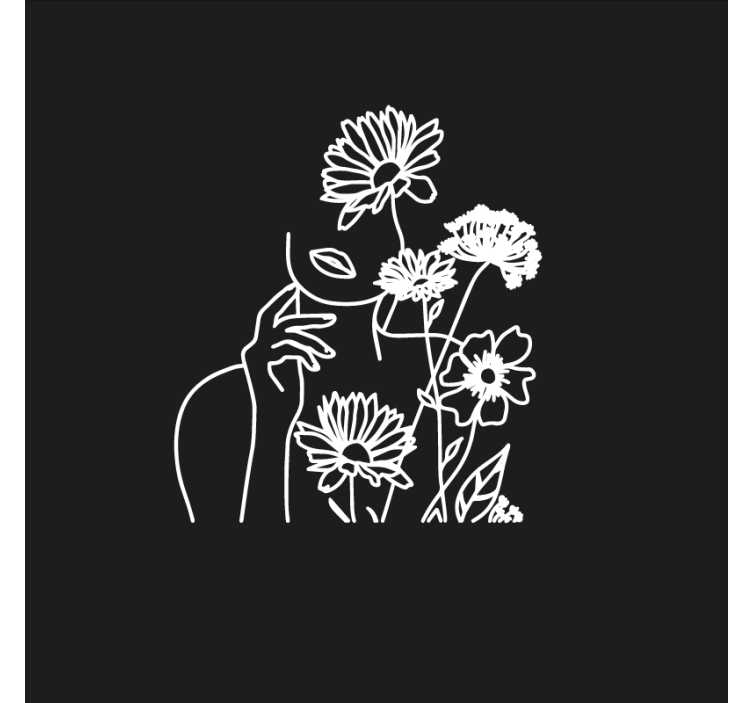 Store enrouleur salon femme et tournesols design minimaliste - TenStickers