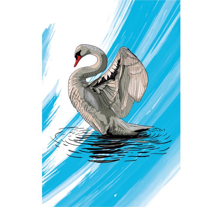 Store enrouleur salon motif cygne dessiné - TenStickers