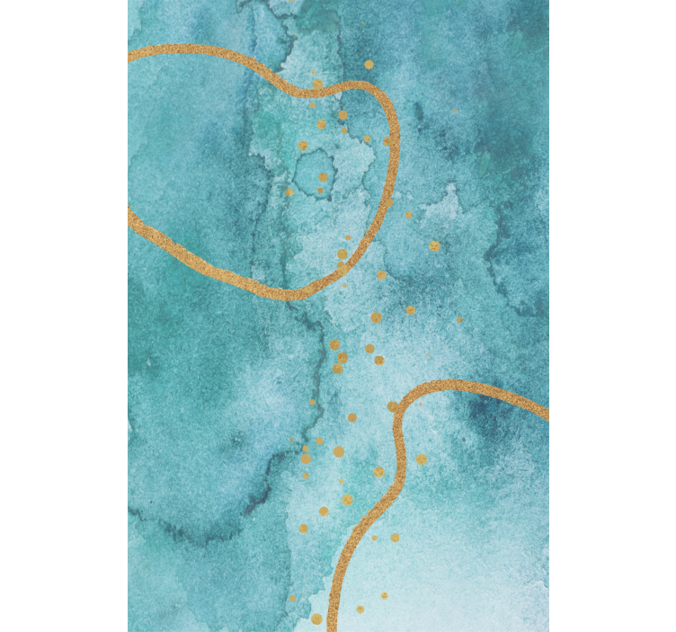 Store enrouleur salon abstrait aquamarine et or - TenStickers