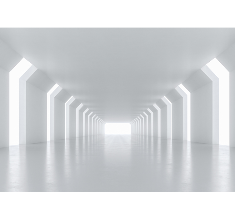 Store enrouleur blanc perspective de couloir futuriste - TenStickers