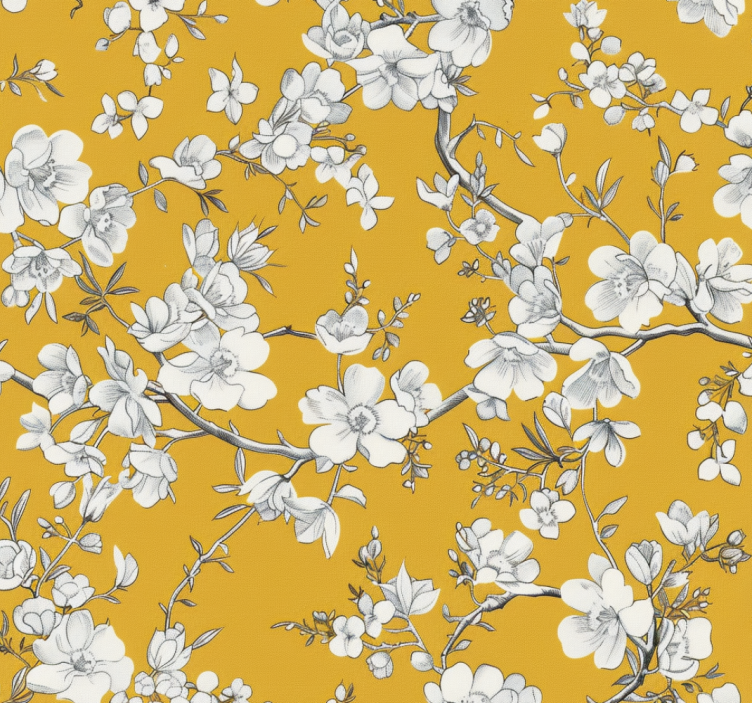 Store enrouleur jaune motif floral vintage - TenStickers