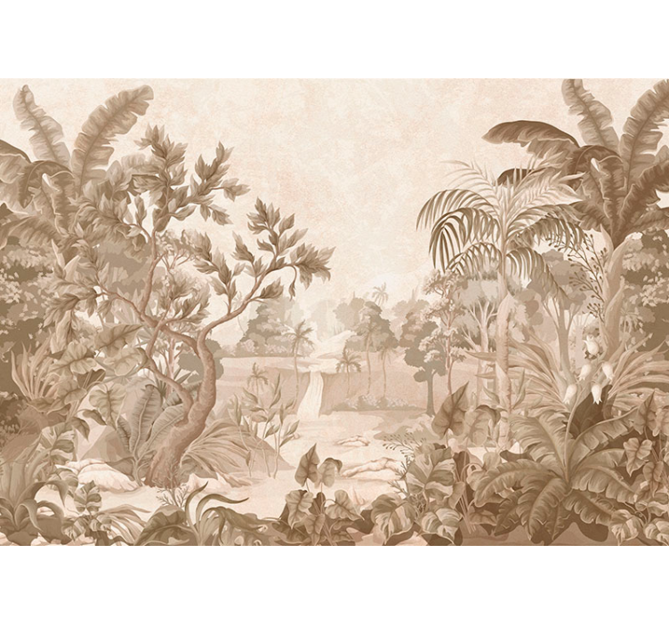 Store enrouleur beige vues d'une jungle tropicale - TenStickers