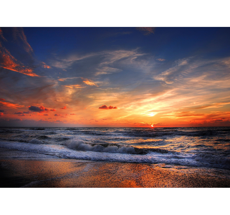 Store enrouleur salon paysage marin au coucher de soleil - TenStickers