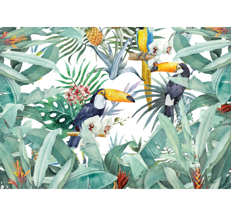 Store enrouleur salon jungle peinte - TenStickers