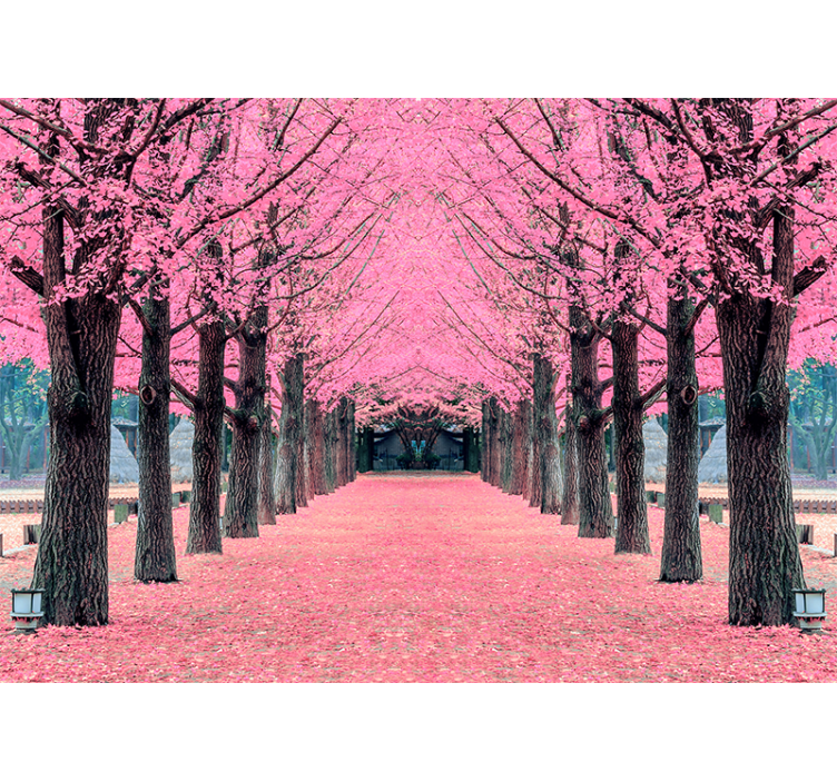 Store enrouleur salon arbres roses nami island - TenStickers