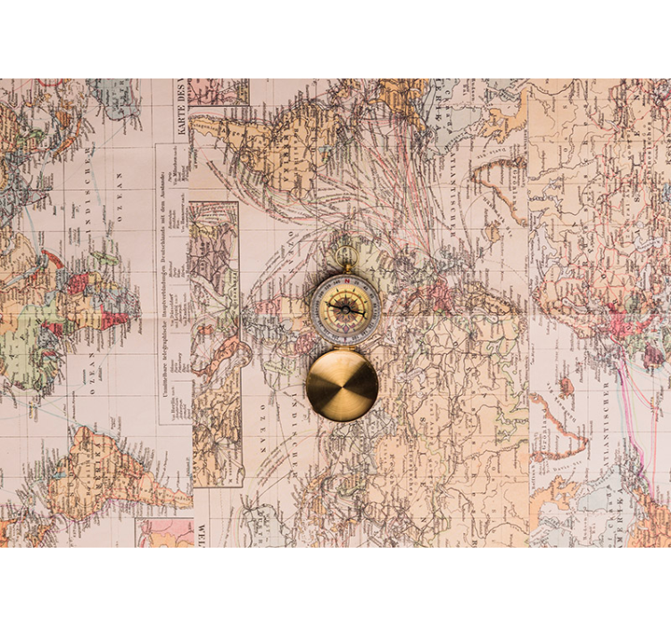 Store enrouleur salon carte du monde vintage - TenStickers