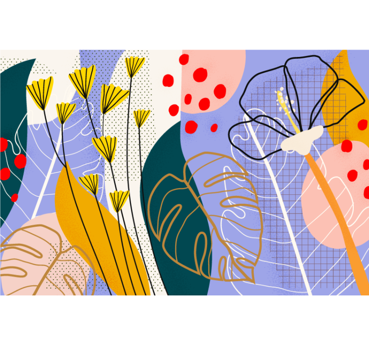 Store enrouleur salon motif fleurs colorées - TenStickers