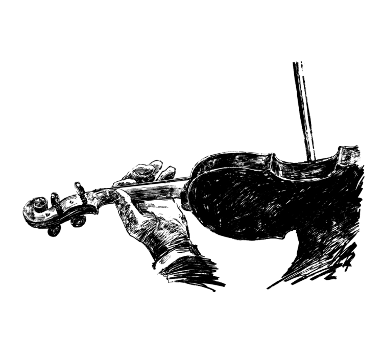 Store enrouleur salon musicien violon dessiné à la main - TenStickers