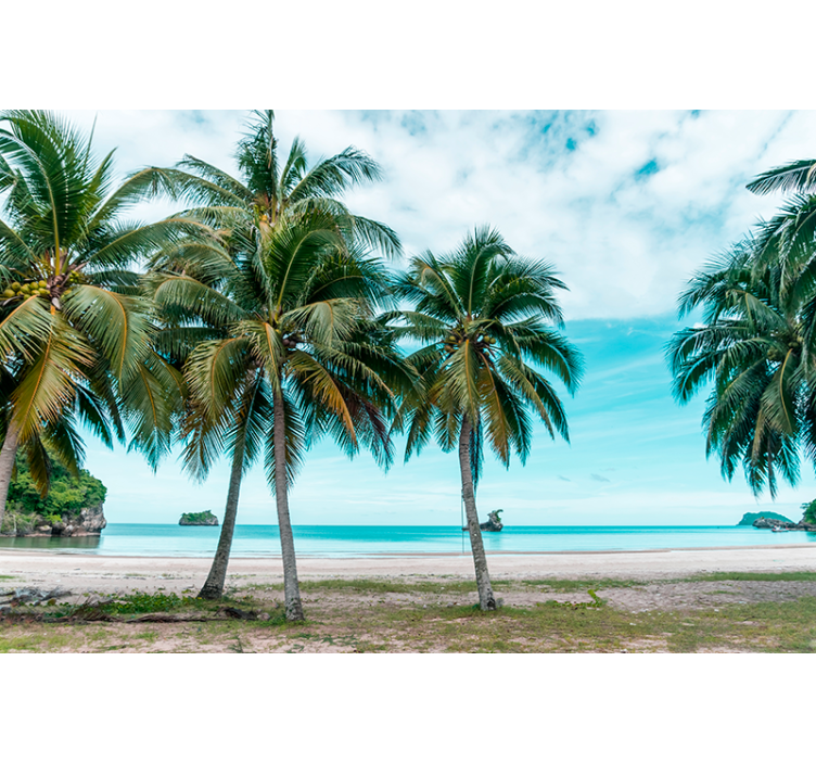 Store enrouleur salon plage sable palmiers - TenStickers
