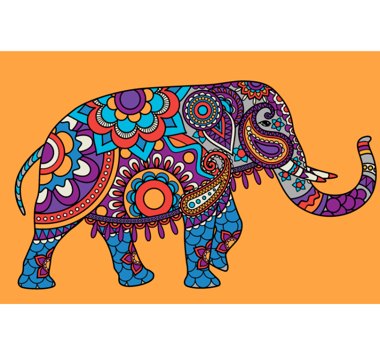 Store enrouleur salon éléphants mandala multicolore - TenStickers