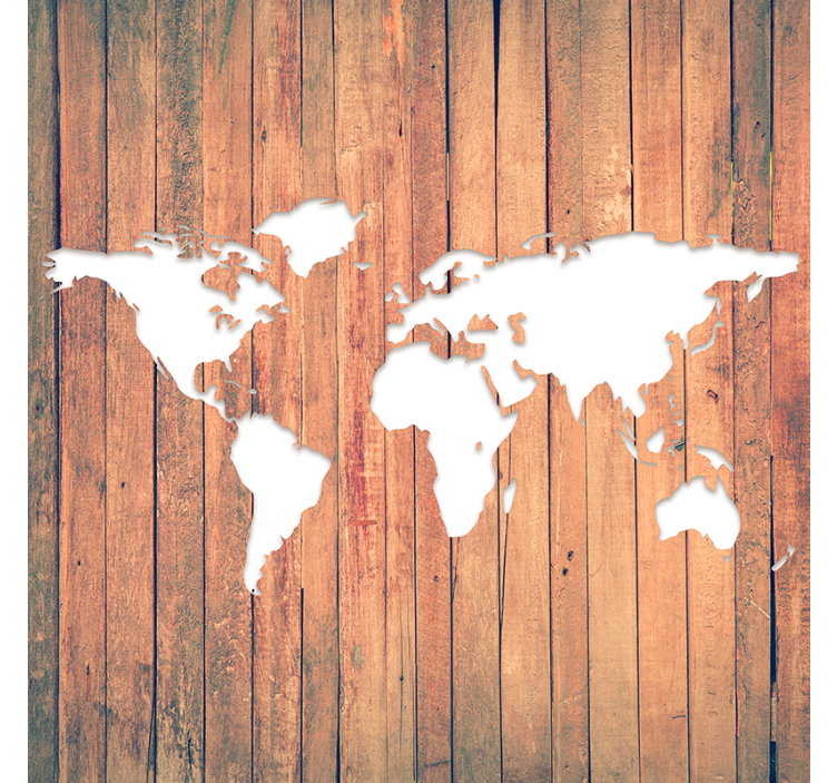 Store enrouleur salon carte du monde sur bois - TenStickers