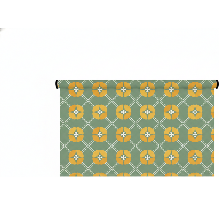 Store enrouleur vert motif floral vintage vert - TenStickers