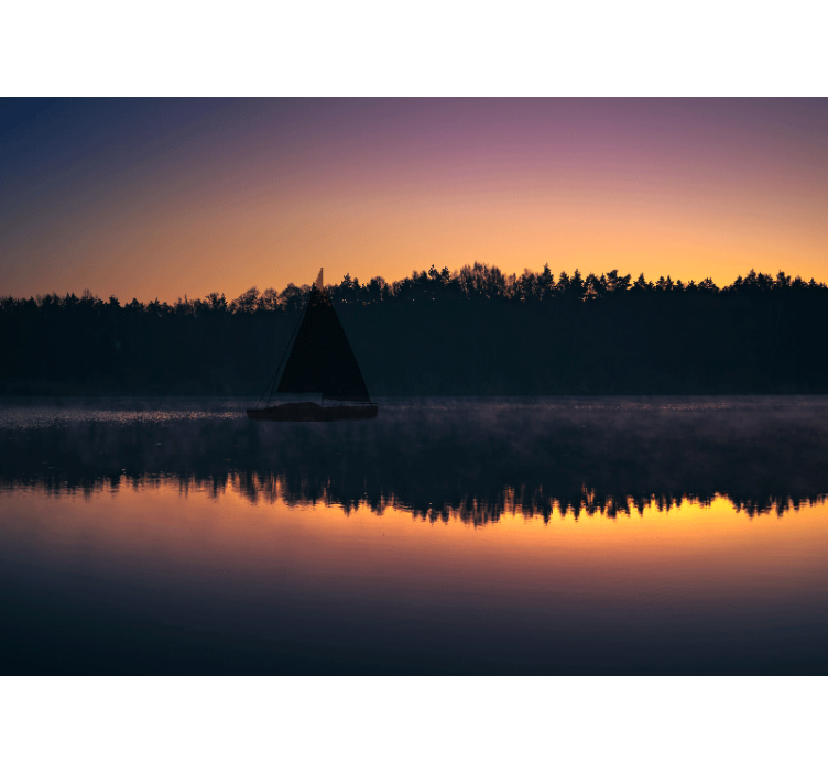 Store enrouleur salon voilier mazury au coucher de soleil - TenStickers