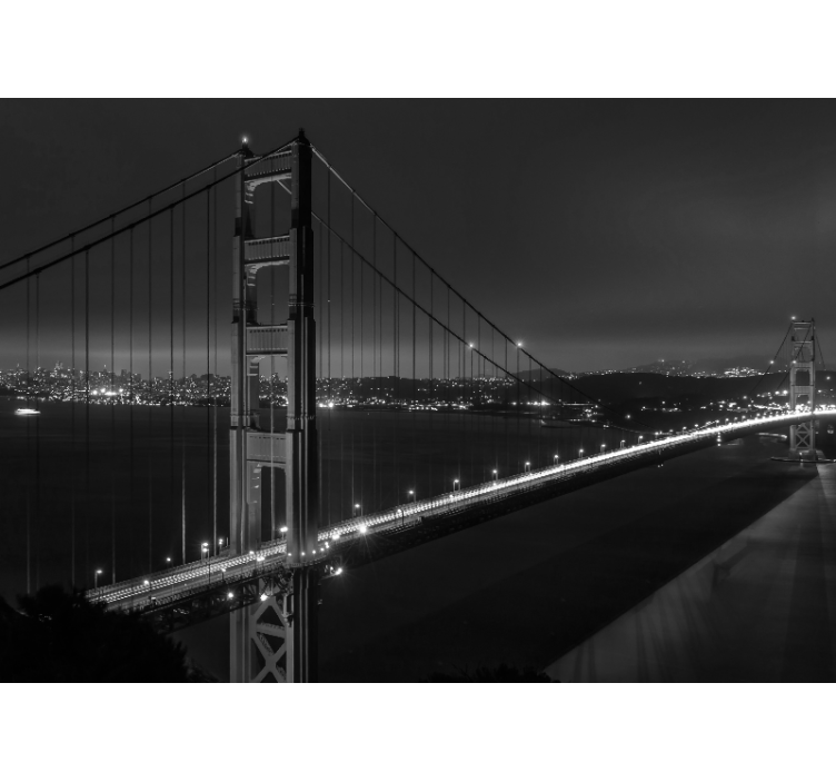 Store enrouleur salon golden gate la nuit noir et blanc - TenStickers