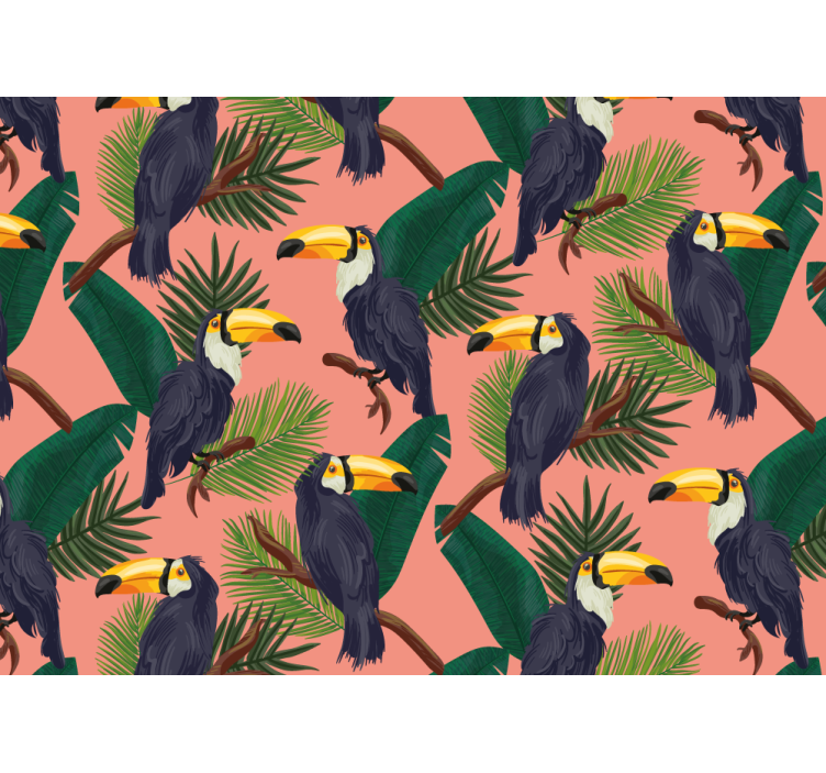 Store enrouleur salon paysage rose exotique avec toucans - TenStickers