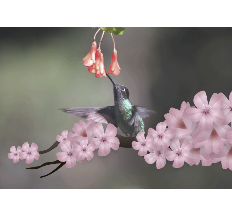 Store enrouleur salon oiseau bordeaux sur arbre - TenStickers