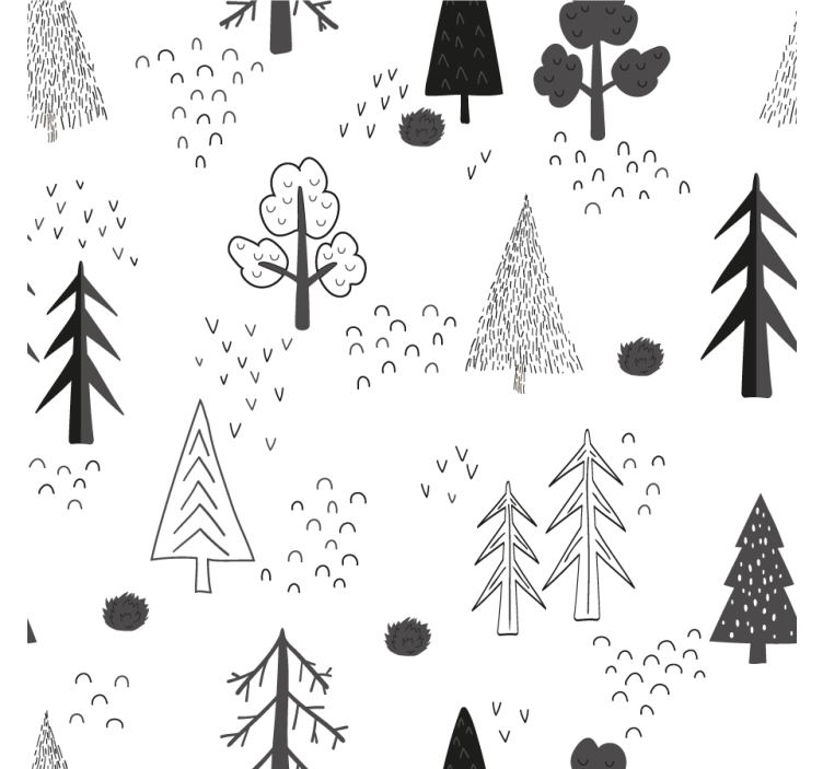 Store enrouleur salon arbres minimalistes nordiques - TenStickers