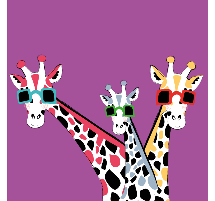 Store enrouleur salon girafes drôles avec lunettes - TenStickers