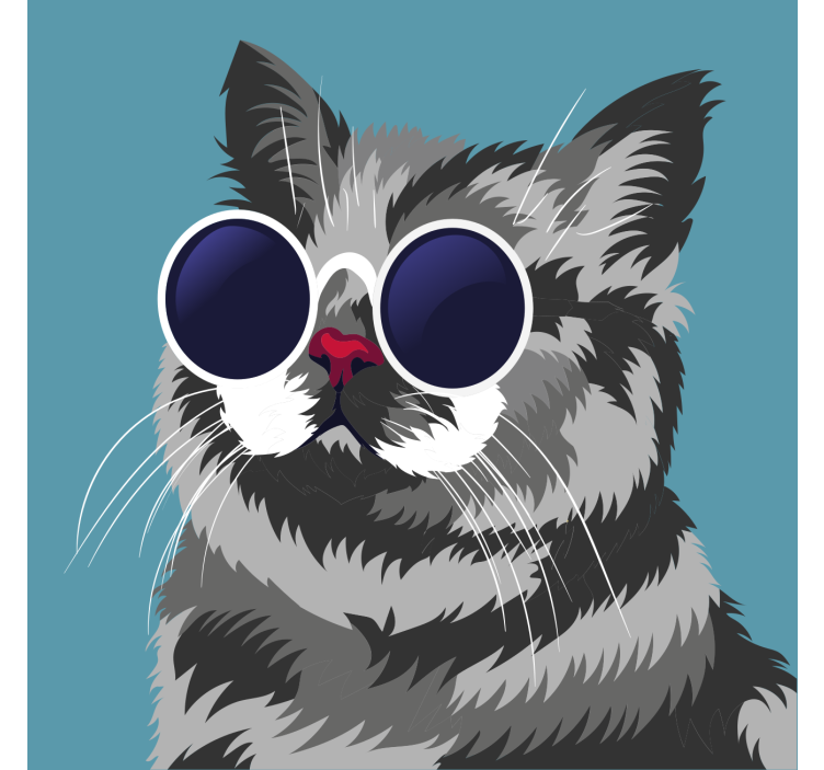 Store enrouleur salon tableau drôle d'un chat gris - TenStickers