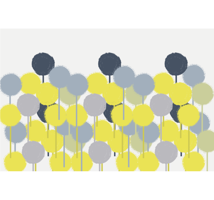 Store enrouleur salon art minimaliste cercles jaunes et gris - TenStickers