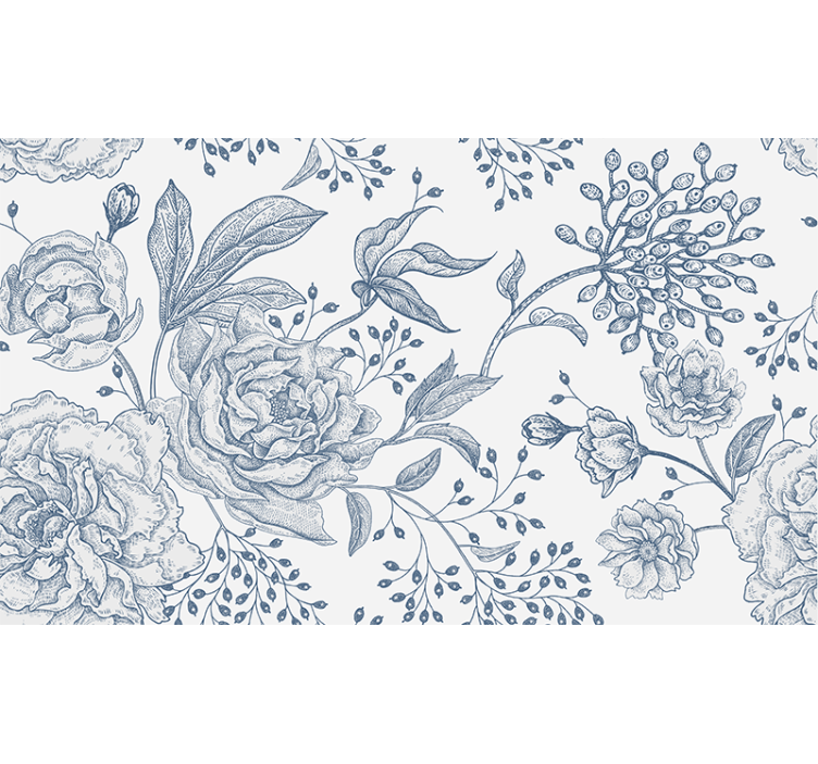 Store enrouleur blanc design floral rétro - TenStickers