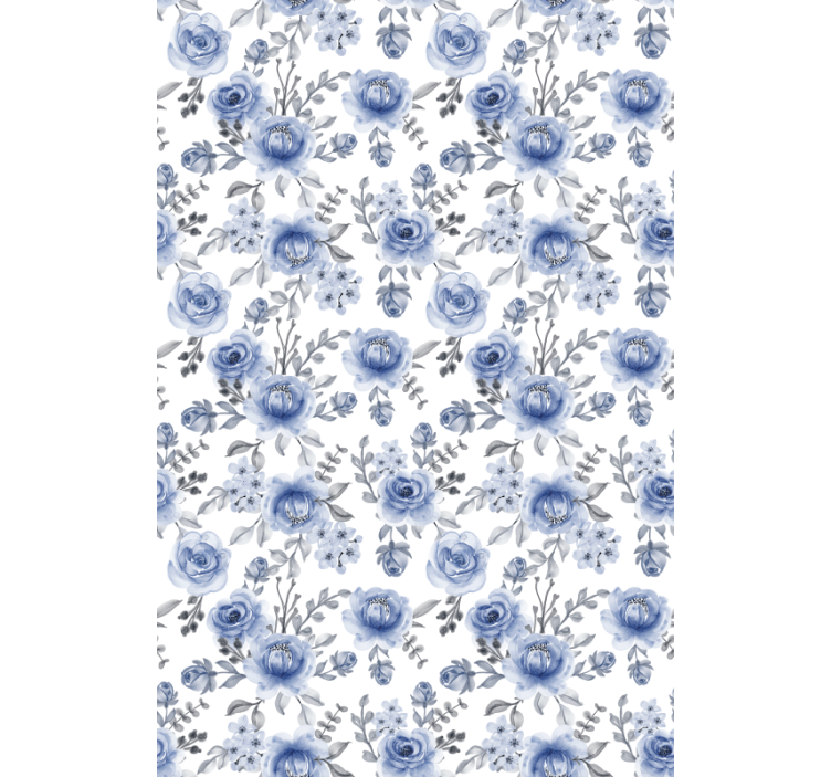 Store enrouleur fleur motif floral bleu - TenStickers