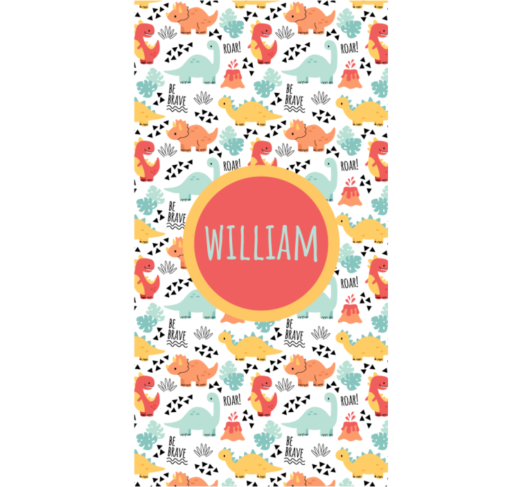 Store enrouleur dinosaure avec nom en cercle - TenStickers