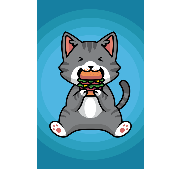 Store enrouleur animaux chat heureux en train de manger - TenStickers
